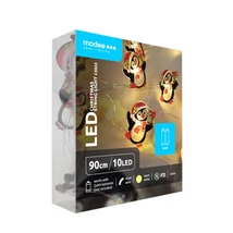 Modee Karácsonyi LED Füzér Dekor Elemes C3022 (10LED/90cm/10cm) Warm-Pingvin (80db/krt)