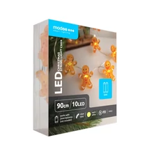 Modee Karácsonyi LED Füzér Dekor Elemes C3024 (10LED/90cm/10cm) Warm-Mézeskalács (80db/krt)