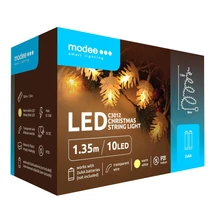 Modee Karácsonyi LED Füzér Dekor Elemes C3012 (10LED/135cm/15cm) Warm-Toboz (db/krt)