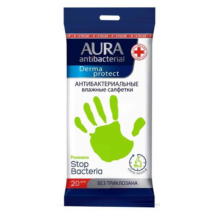Aura Derma protect antibakteriális törlőkendő 20db-os (48db/krt)