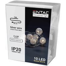Entac Karácsonyi Beltéri Füzér Áttetsző Műanyag golyó 10 LED 1m meleg fény (db/krt)