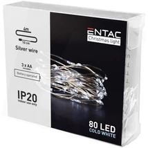 Entac karácsonyi Beltéri Mini Drótfüzér 80LED 4m/4,1m hideg fény (24db/#)
