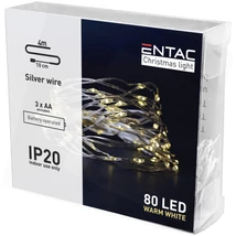 Entac karácsonyi Beltéri Mini Drótfüzér 80LED 4m/4,1m meleg fény (24db/#)