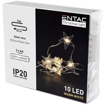 Entac Karácsonyi Beltéri Füzér Műanyag Csillag 10LED 1m meleg (30db/krt)