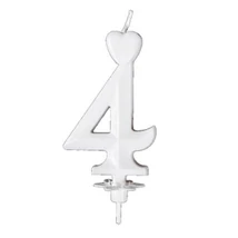 Csomagolt Torta számgyertya fehér "4" (10db/krt)