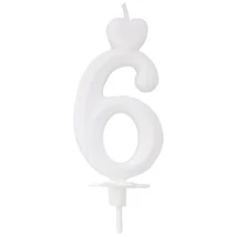Csomagolt Torta számgyertya fehér "6" (10db/krt) Csomagolt Torta számgyertya fehér "6" (10db/krt)