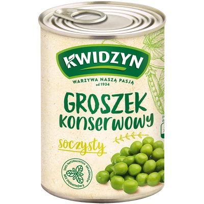 Kwidzyn zöldborsó konzerv 400g nettó tömeg/240g töltő tömeg (10db/krt)