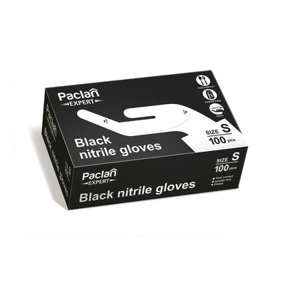 Paclan Expert Fekete Nitril kesztyű 100db-s "S" (10db/krt)