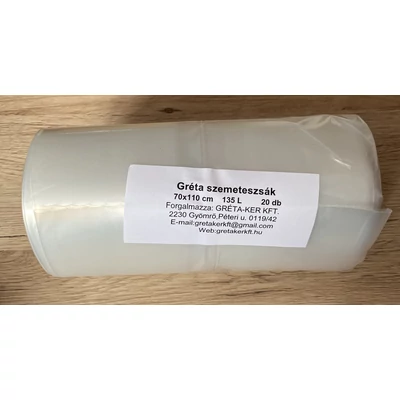 Gréta átlátszó szemeteszsák erős 135l 20db-os (5db/krt) 70*110cm