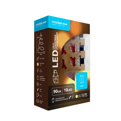 Modee Karácsonyi LED Füzér Dekor Elemes+Csipesz C3015 (10LED/90cm/10cm) Warm-Hóember (48db/krt)