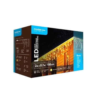 Modee Karácsonyi LED Füzér Adapteres C2019 Bővíthető (100LED/2m/H70cm) Warm (24db/krt)