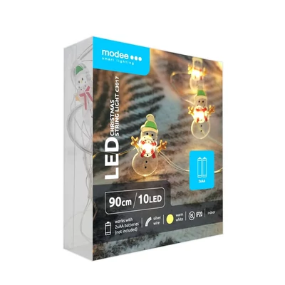 Modee Karácsonyi LED Füzér Dekor Elemes C3017 (10LED/90cm/10cm) Warm-Hóember (db/krt)