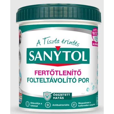 Sanytol fertőtlenítő folteltávolító por 450g színes és fehér ruhákhoz (8db/krt)
