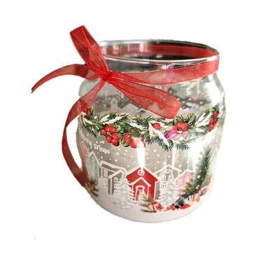 Bartek Snow Lampion karácsonyi illatos, üveg mécses 100mm Scandinavian Christmas (6db/krt)