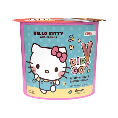 Hello Kitty Dip N' Go Málnás tejturmixkrém és ropogós pálcikák 55g (24db/krt)
