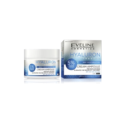 EVELINE CREAM-AMPOULE HIALURON THERAPY mélyhidratáló nappali és éjszakai arckrém hialuronsavval 50ml 