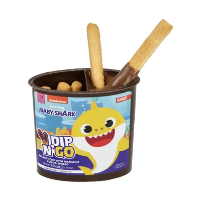 Baby Shark Dip'n go kakaós mogyorókrém és ropogós pálcikák 55gr (24db/krt)