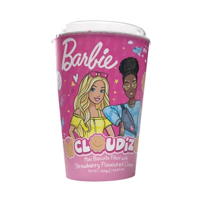 Barbie Cloudiz Pohár mini keksz 125g eperkrémmel töltve 