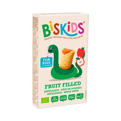 Biskids Fruit Filled biokeksz 120g Almapürével töltve 36 hónapos kortól (8db/krt)
