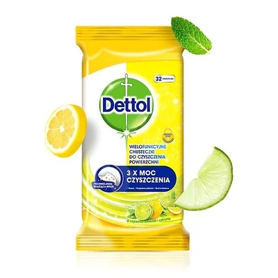 Dettol Felülettisztító kendő Power&Fresh 32db-os Citrom (9db/krt)