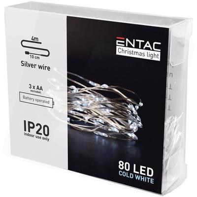 Entac karácsonyi Beltéri Mini Drótfüzér 80LED 4m/4,1m hideg fény (24db/#)