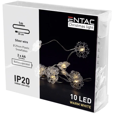 Entac Karácsonyi Beltéri Füzér Műanyag hópehely 10LED 1m (4841)(48db/krt)