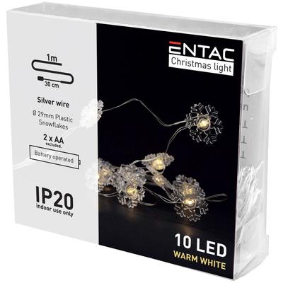 Entac Karácsonyi Beltéri Füzér Műanyag hópehely 10LED 1m (4841)(48db/krt)