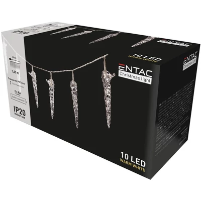 Entac Karácsonyi Beltéri Füzér Műanyag Jégcsap 10LED 1,65m (20db/krt)