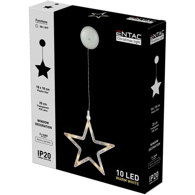 Entac Karácsonyi Ablakdekoráció 10LED meleg fény Csillag (24db/krt)