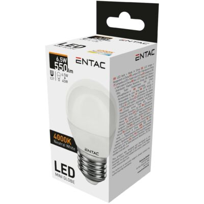 Entac LED Mini Gömb E27 6,5W NW 4000K