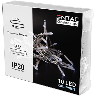 Entac karácsonyi beltéri füzér 10LED 1,3m hideg fény (30db/#)