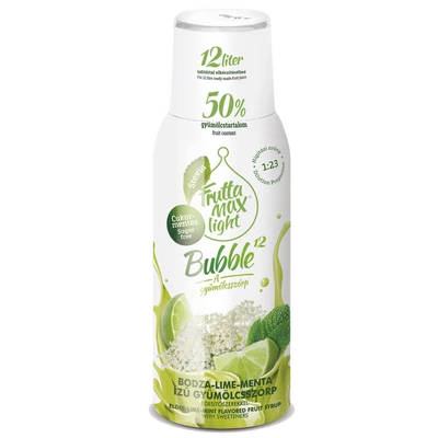 Frutta Max Bubble12 gyümölcsszörp 500ml Light Bodza-Lime-Menta (8db/krt)DRS