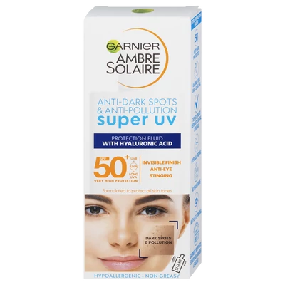 Garnier Ambre Solaire Fluid napozó Anti-Darkspot arcra N-K bőrre 40ml 50faktor (6db/krt) 