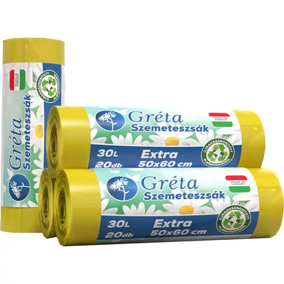Gréta szemeteszsák erős 30l 20db-os (50db/krt) 500*600