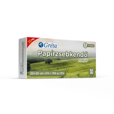 Gréta papírzsebkendő 3rt. 150gr 80db Natúr (60db/krt)