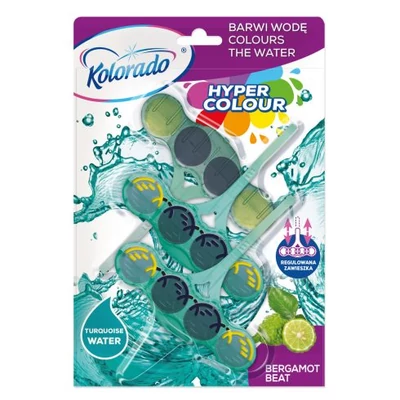 KOLORADO "Hyper Colour" TRIO kosaras toalett block 3x45g Turquoise Water-Bergamot Beat (11db/krt)