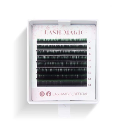 Lash Magic 8 soros kéttónusú szempilla 0.07 CC Fekete-Zöld MIX
