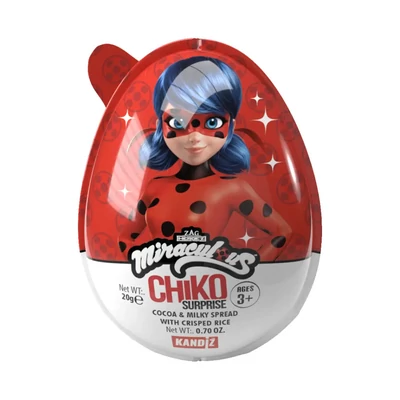 Miraculous-Katicabogár Chiko meglepetéstojás gabona gömbök fehércsokis mogyorókrémben 20gr (24db/krt)