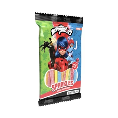Miraculous-Katicabogár Sparkles Filled Sour Belt-Töltött savanyú gumiszíj 80g (12db/krt)