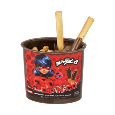 Miraculous-Katicabogár Dip'n go kakaós mogyorókrém és ropogós pálcikák 55gr (24db/krt)