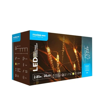 Modee Karácsonyi LED Füzér Plastic Elemes (20LED/2,85m/15cm) C2013-Jégcsap Warm (24db/krt)