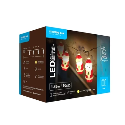 Modee Karácsonyi LED Füzér Plastic Elemes (10LED/1,35m/15cm) C1013-Mikulás Warm