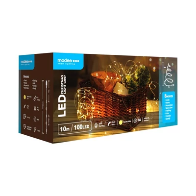 Modee Karácsonyi LED Füzér Réz Adapteres (100LED/10m/10cm) C2007 Warm (20db/krt)