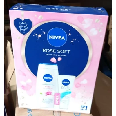Nivea ajándékcsomag (tus+kézkrém+ajakb.) Rose Soft (6db/krt)