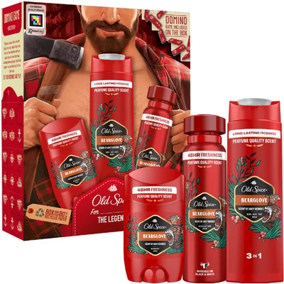 Old Spice ajándékcsomag (stift+dezodor+tusfürdő) Bearglove (6db/krt)