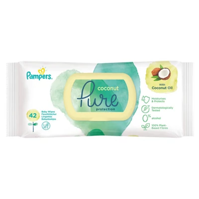 Pampers popsitörlő 42-es kupakos Pure coconut (9db/#)