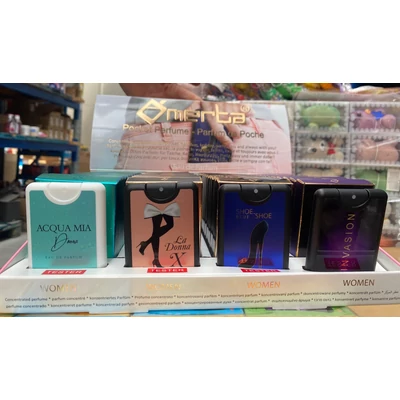 Pocketta parfüm 20ml női (48db/krt)(Aqua Mia, La Donna, Shoe, Invasion)
