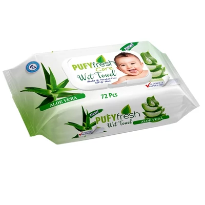 Pufy Fresh popsitörlő kupakos 72db-os Aloe Vera (36db/krt)