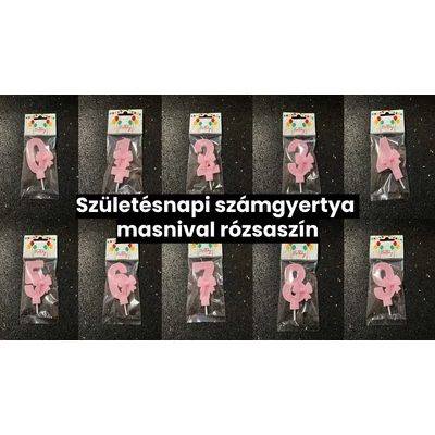 Születésnapi számgyertya masnival rózsaszín "3" (5db/krt)