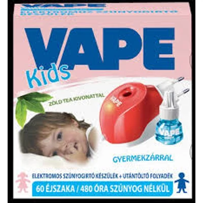Vape elektromos Szúnyogriasztó folyadékos készülék 60db-os Kids zöld tea (12db/#)